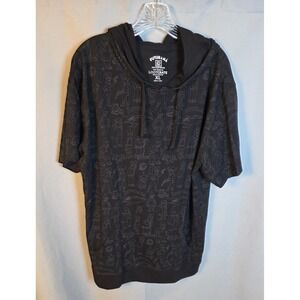 Futurama Hooded Short Sleeve All Over Print Black Loot Crate Exclusive Sz XL